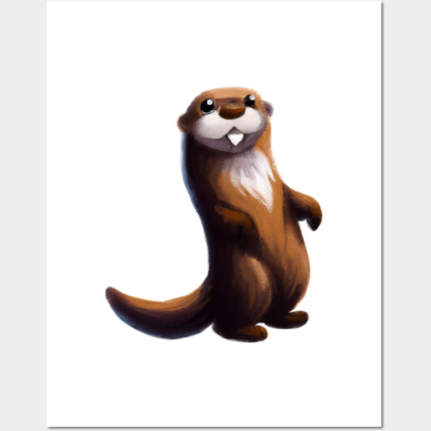 Cute Otter Drawing Wall Art by Play Zoo